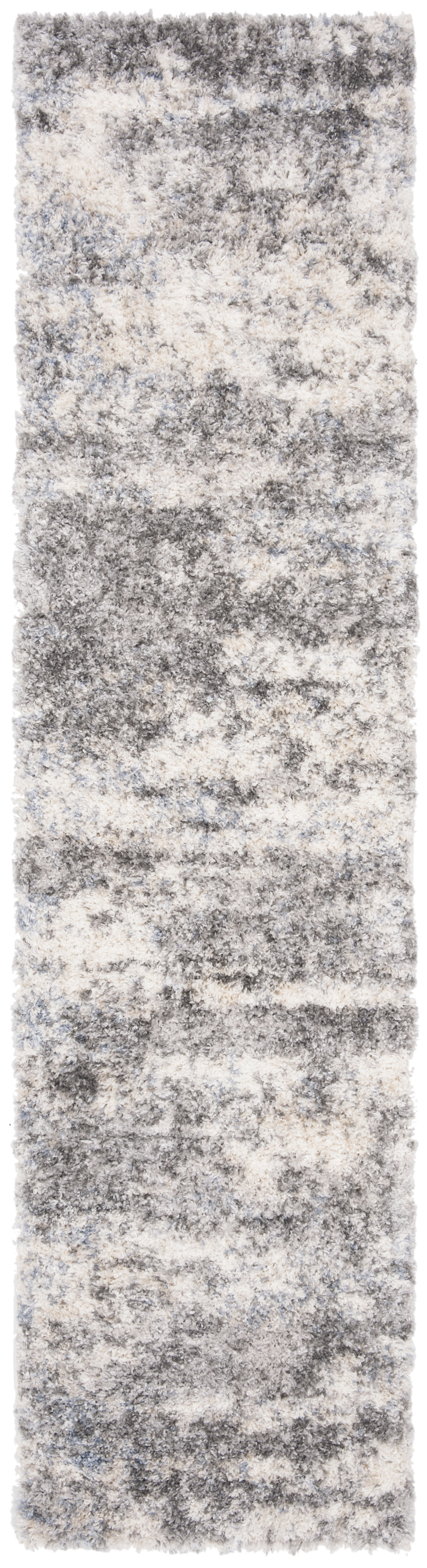 SAFAVIEH Berber Damian Abstract Shag Runner Rug, Grey Blue/Cream, 2' x 16'